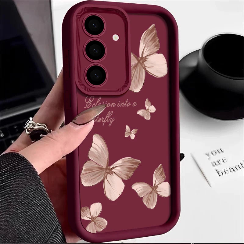 Gold Butterfly Soft Samsung Case