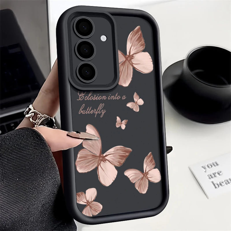 Gold Butterfly Soft Samsung Case