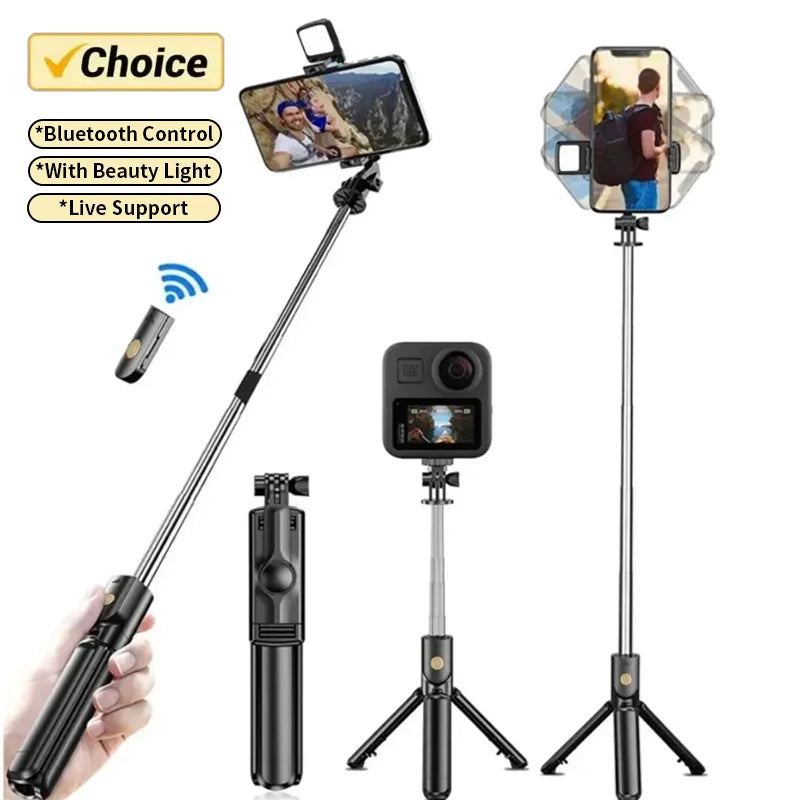 Selfie Stick Tripod with Light & Remote